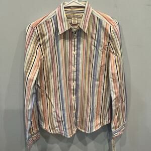 Vintage Polo Ralph Lauren Womens Button Up Shirt Size M Rainbow Stripe Classic